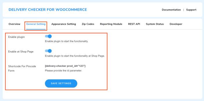 delivery checker general settings