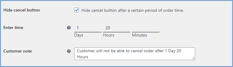 Hide the order cancel button after a specific time