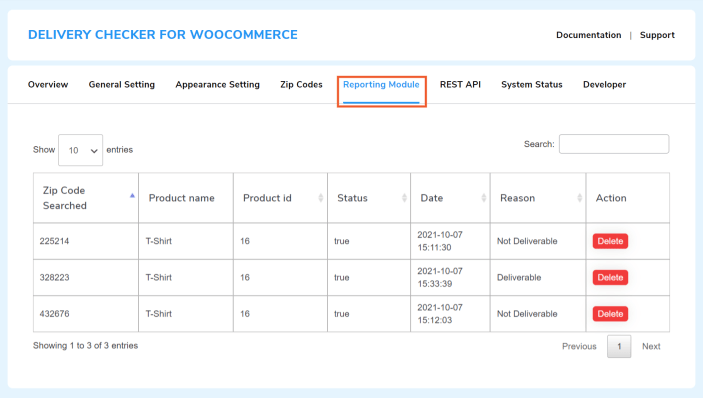 delivery checker reporting module