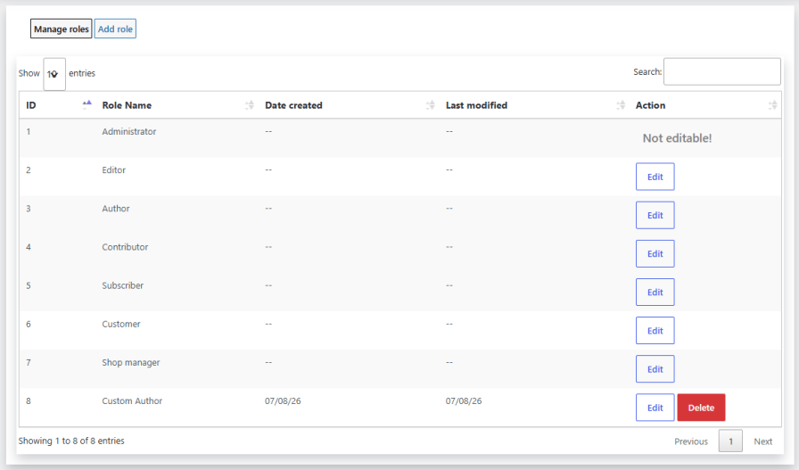 Add, Edit, or Delete User Roles