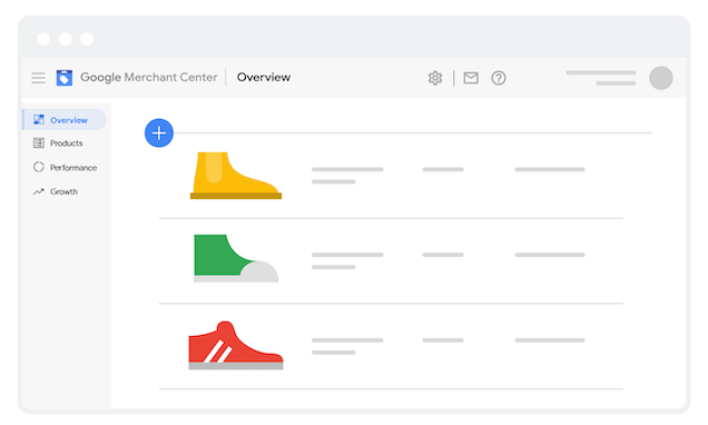 Illustration of shoes listed in the Google Merchant Centre