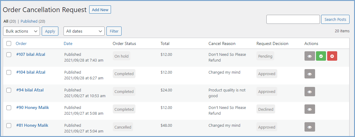 WooCommerce Customer Cancel Order Plugin