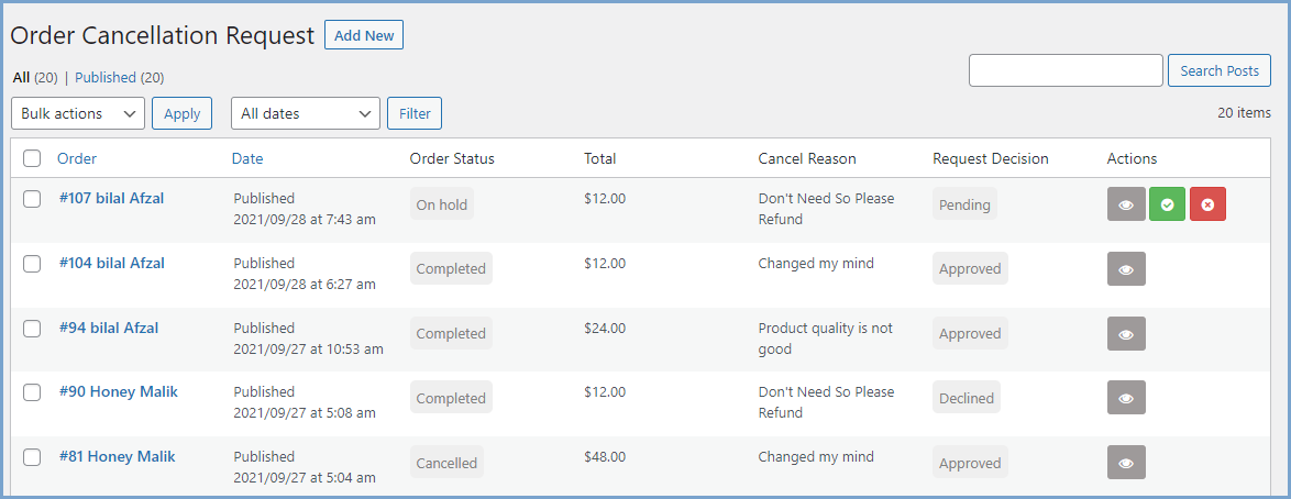 Easily manage order cancellation requests