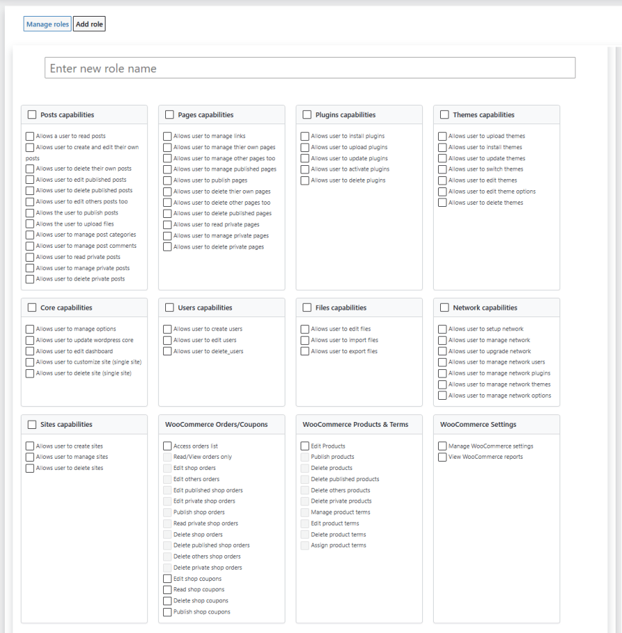 Set Detailed Capabilities for Each Role