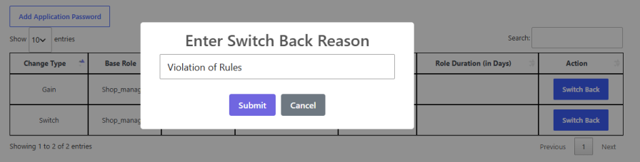Track and Reverse Role Changes