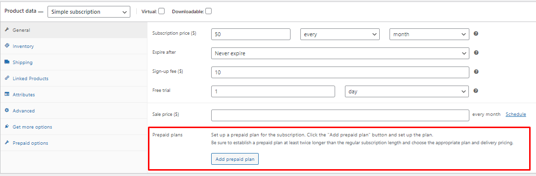 Prepaid For Woocommerce Subscriptions - Woocommerce