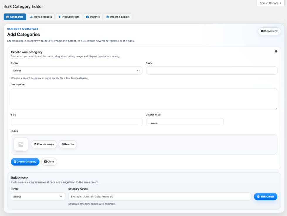 Add categories