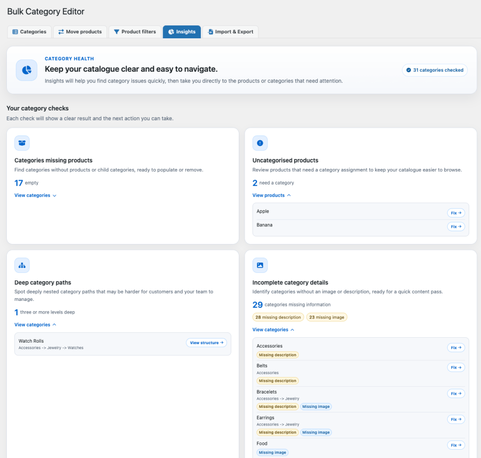 Category insights