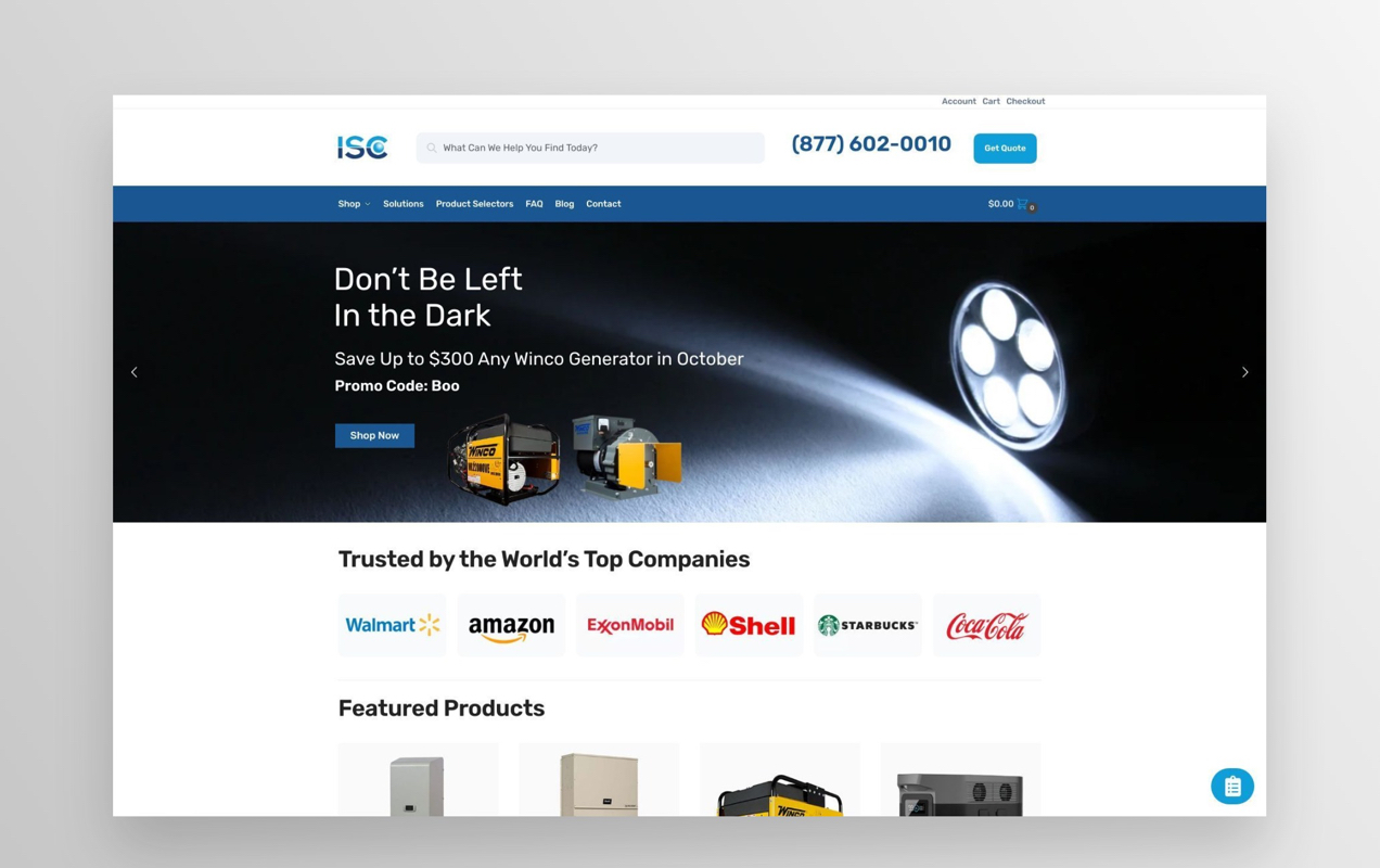 ISC website, an enterprise business built on WooCommerce