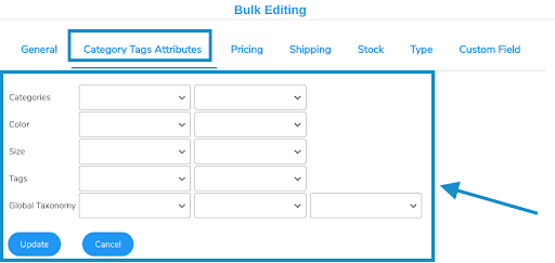 category tags attributes