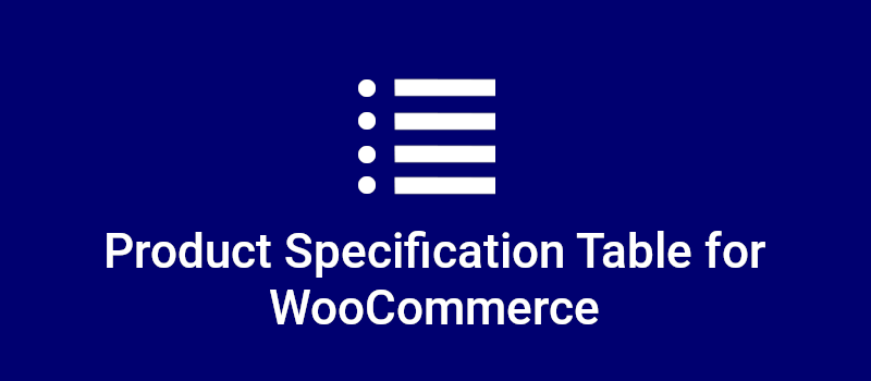 Product Specification Table for WooCommerce