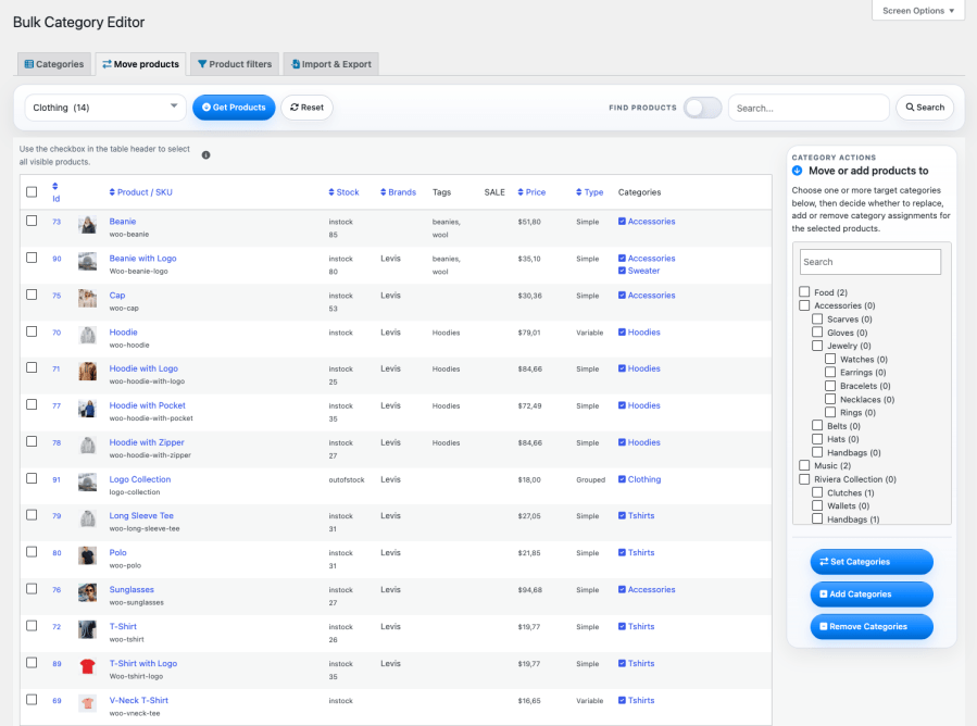 Bulk Category Editor - move products