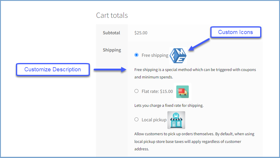 Custom Shipping Icons for WooCommerce