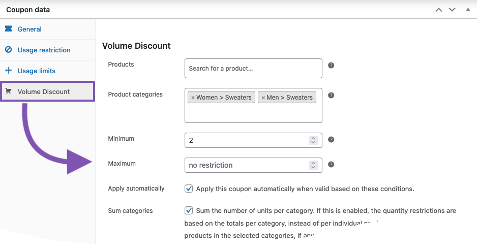 Volume Discount Coupons - WooCommerce Marketplace