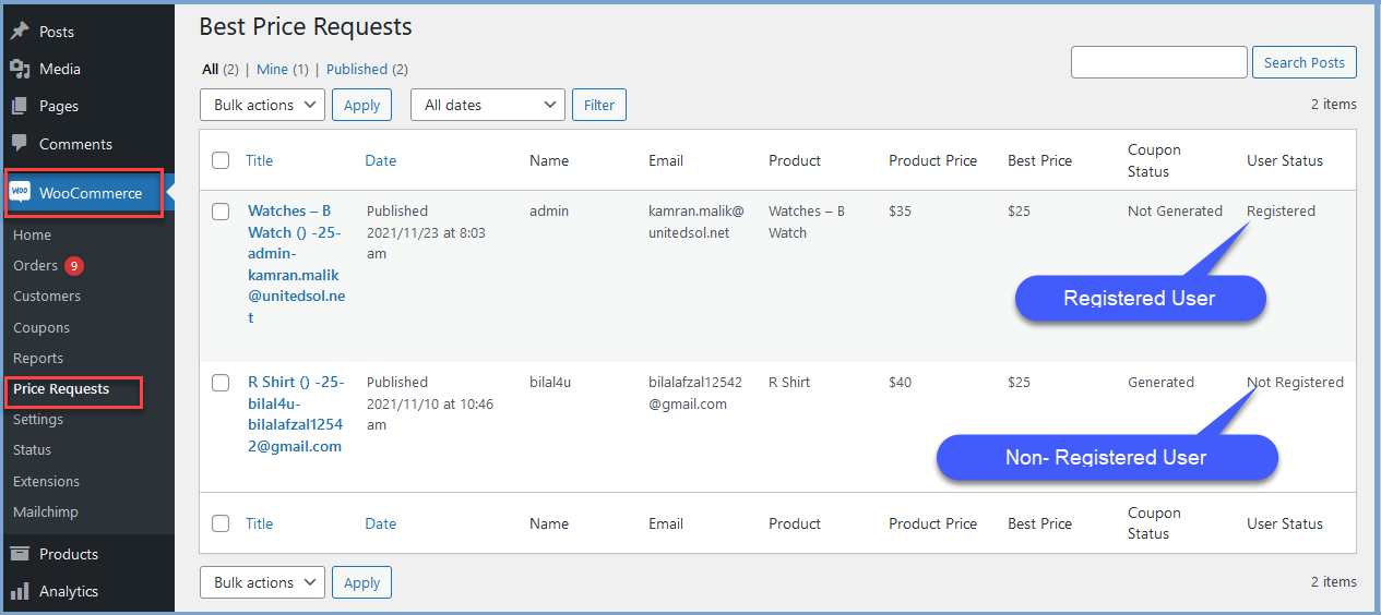 Manage price requests for Better Adjustments.