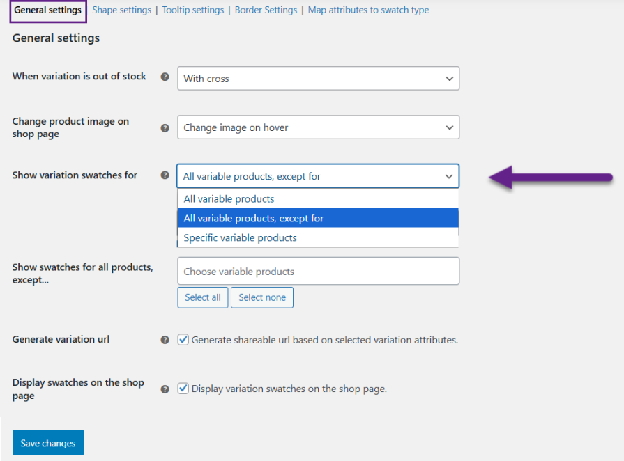 Show Radio buttons for All or Selected Products