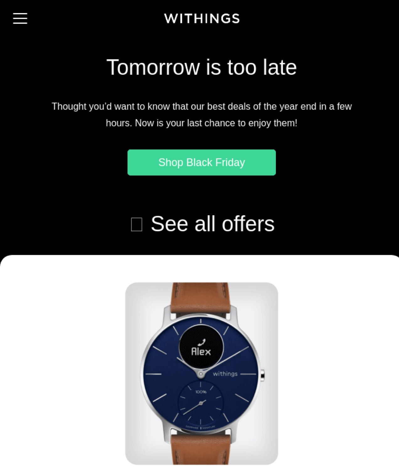 email with the warning that "tomorrow is too late"