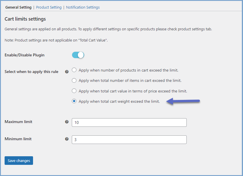 Apply Cart Limits Based on Weight