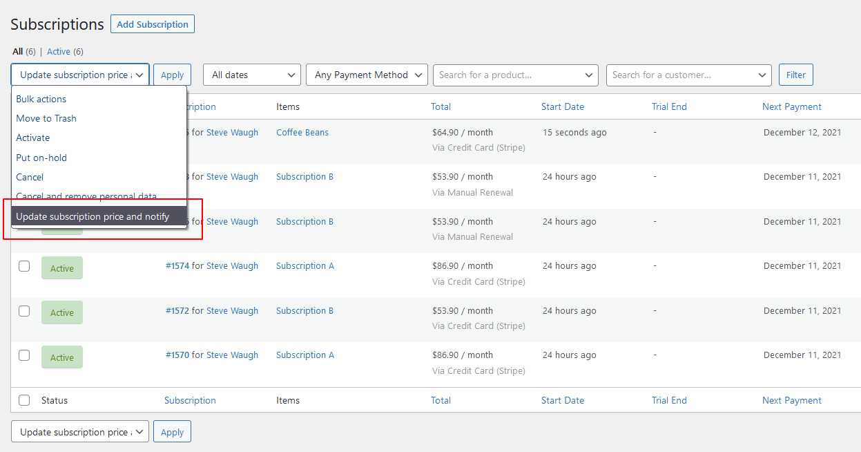 Bulk Updater for WooCommerce Subscriptions - WooCommerce