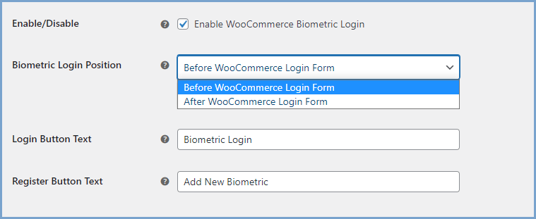 Choose the Position of the Biometric Login Button