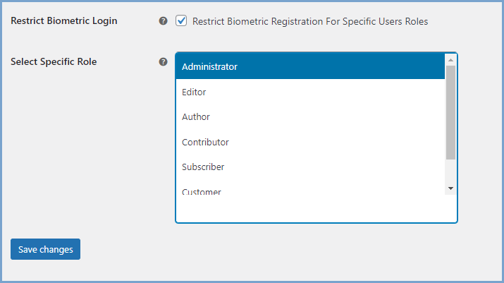 Restrict Biometric Login to Specific User Roles