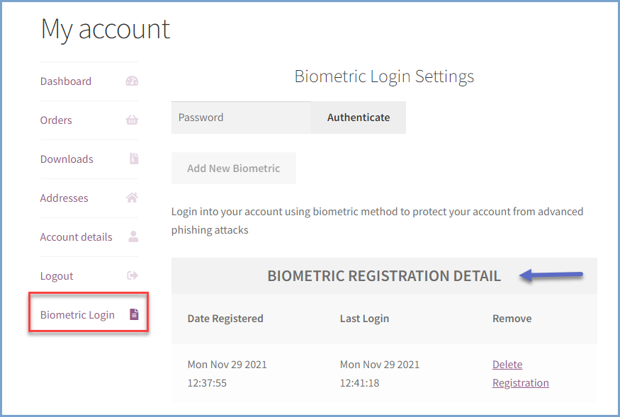 Biometric Login for WooCommerce