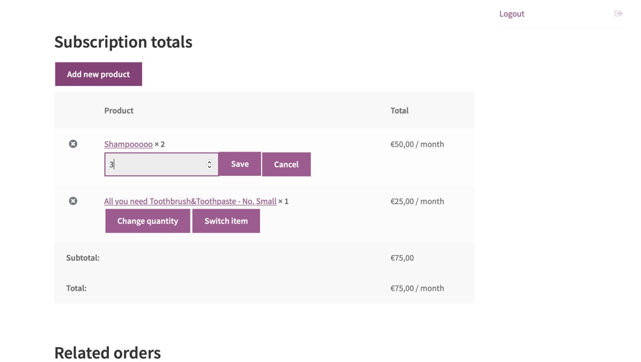 managing a suscription from the customer portal