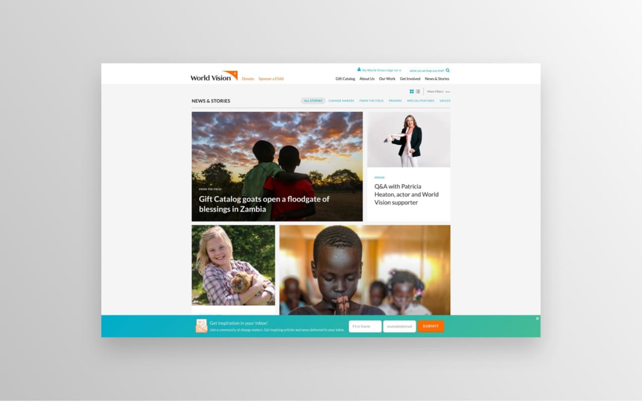 World Vision's blog page