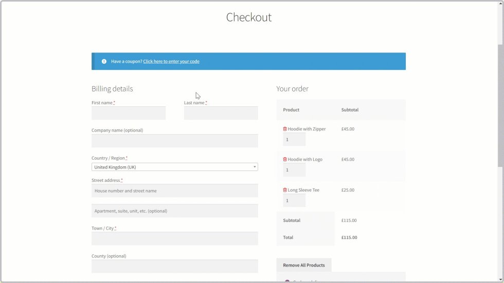 WooCommerce update cart on checkout