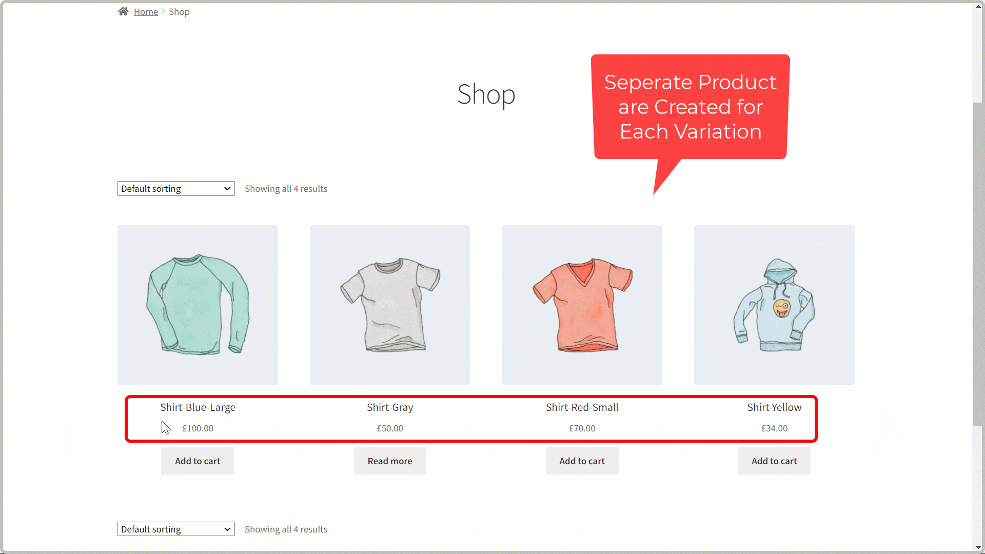 woocommerce product linked variations