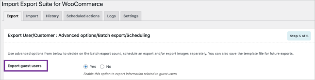 Exporting guest users in the Import Export Suite for WooCommerce