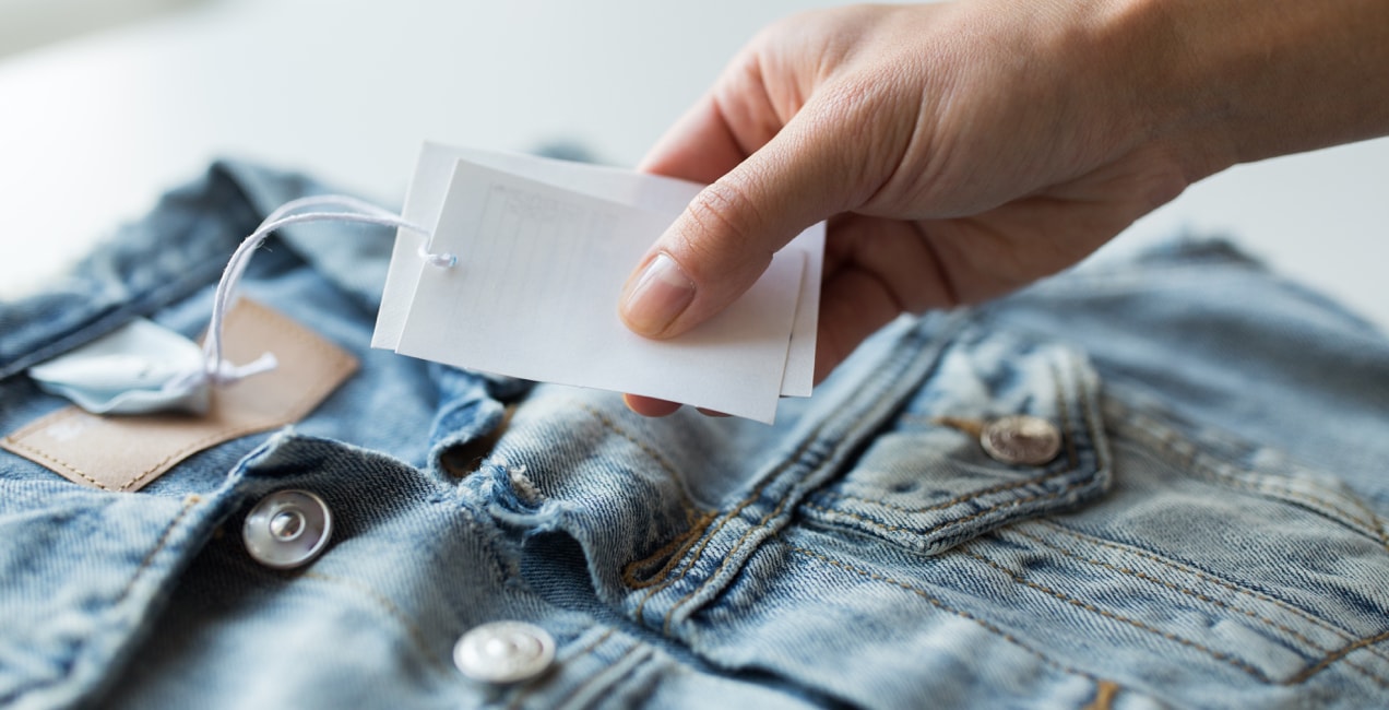 price tag on a denim shirt