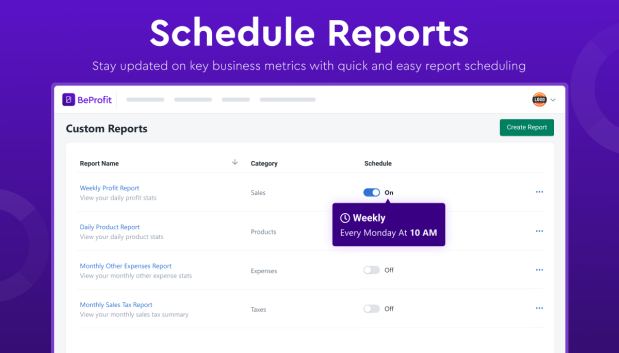 Create custome reports with the BeProfit profit app
