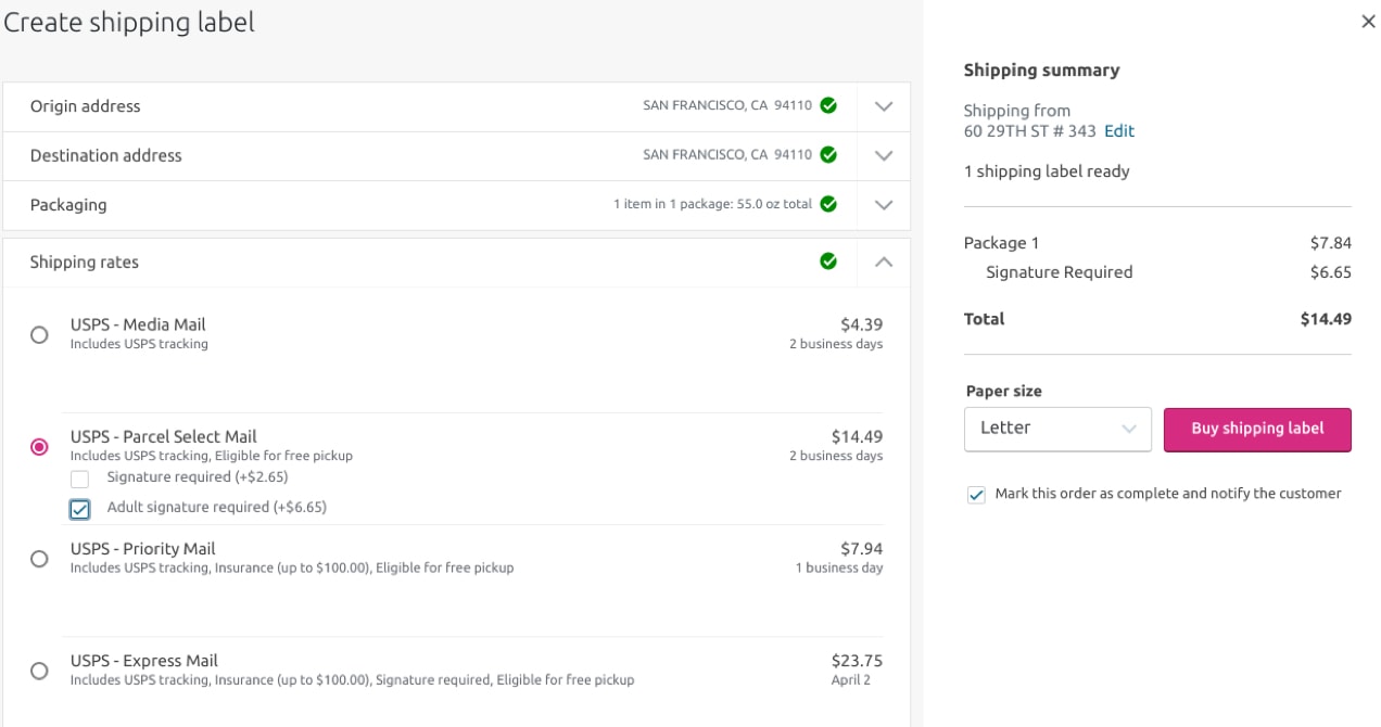 shipping label creation with WooCommerce Shipping