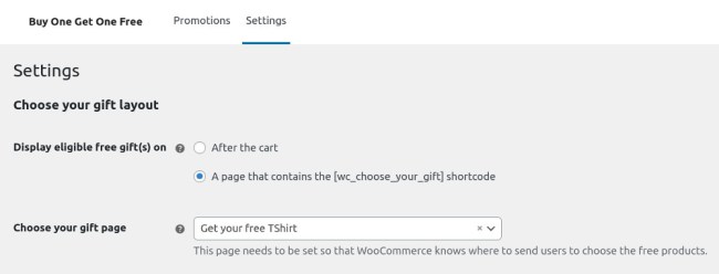 WooCommerce Free Gift layout settings