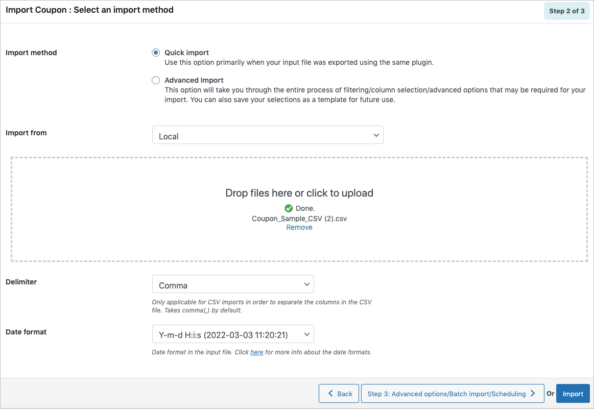 Import and Export of Coupons Documentation
