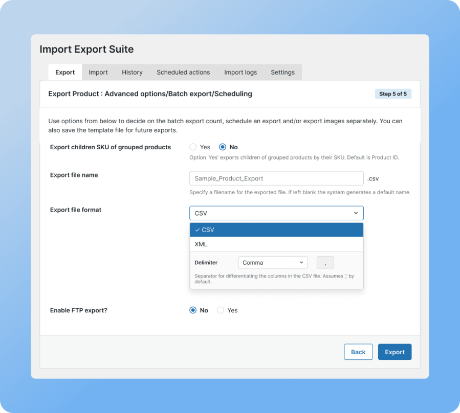 Multiple File Formats for Import and Export