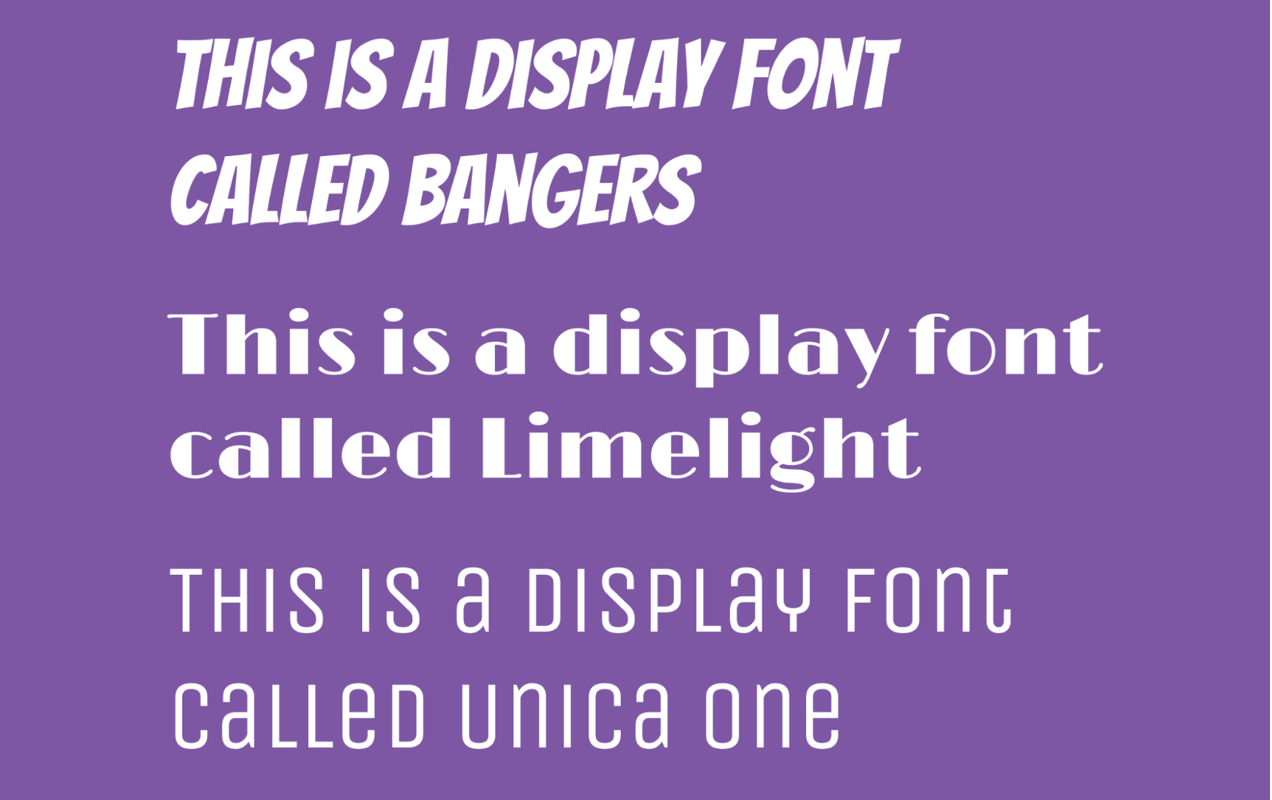 examples of several display fonts