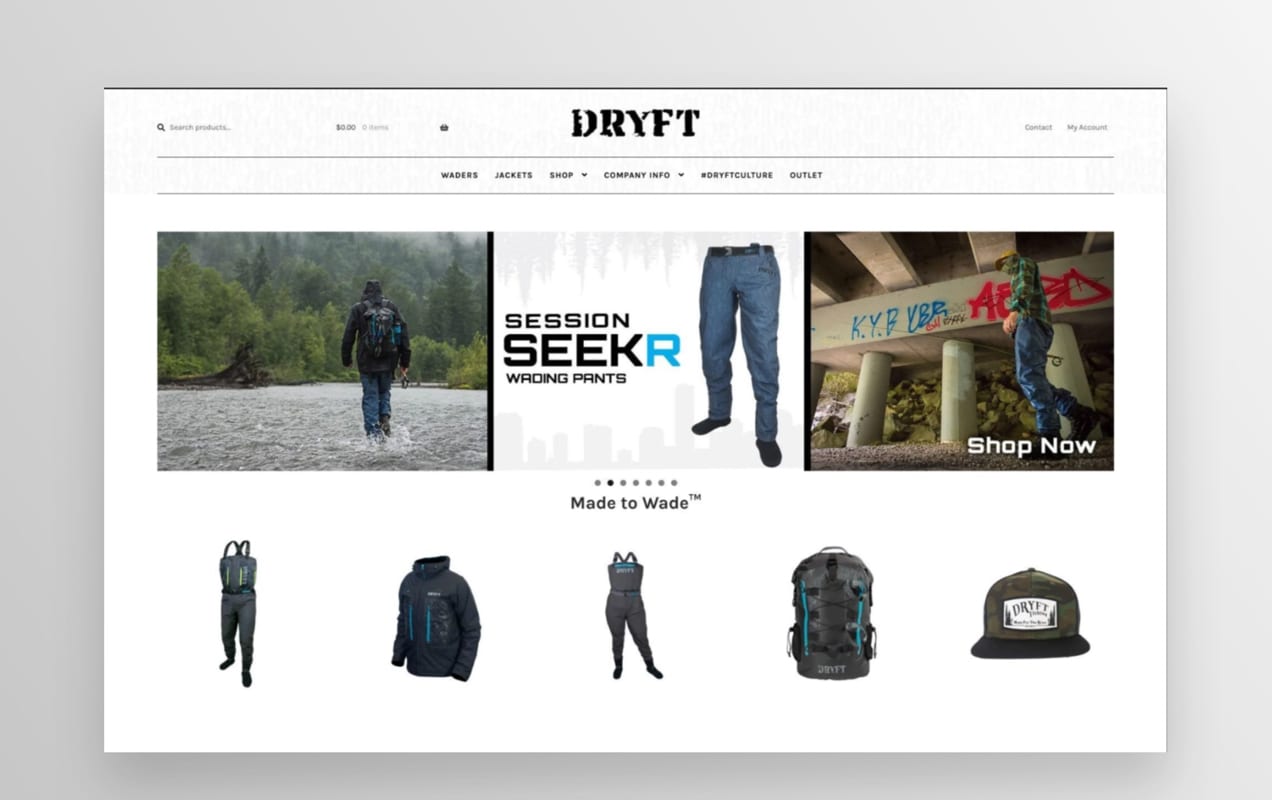 Dryft Fishing homepage