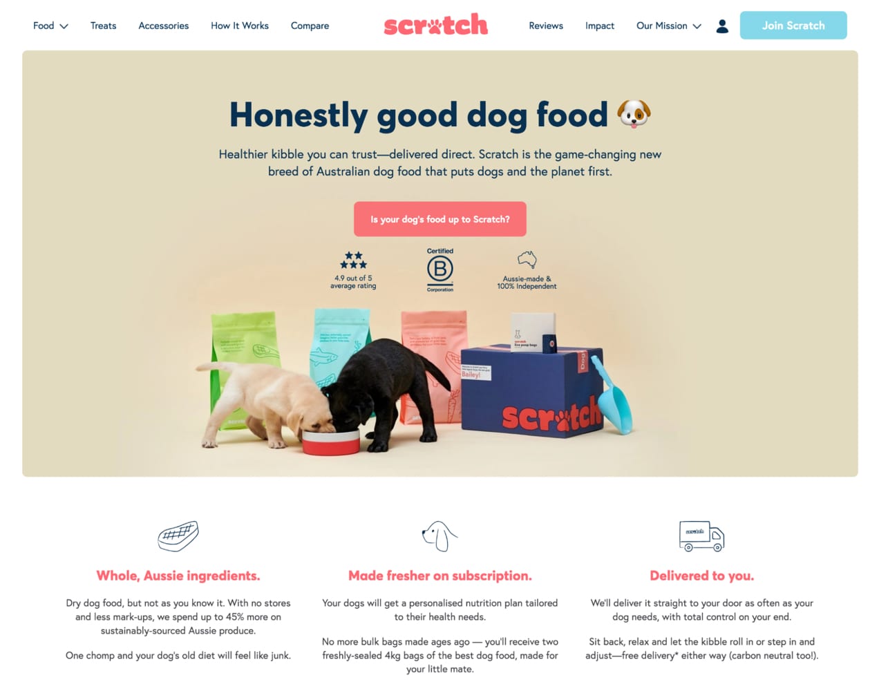 Scratch Pet Foods font usage