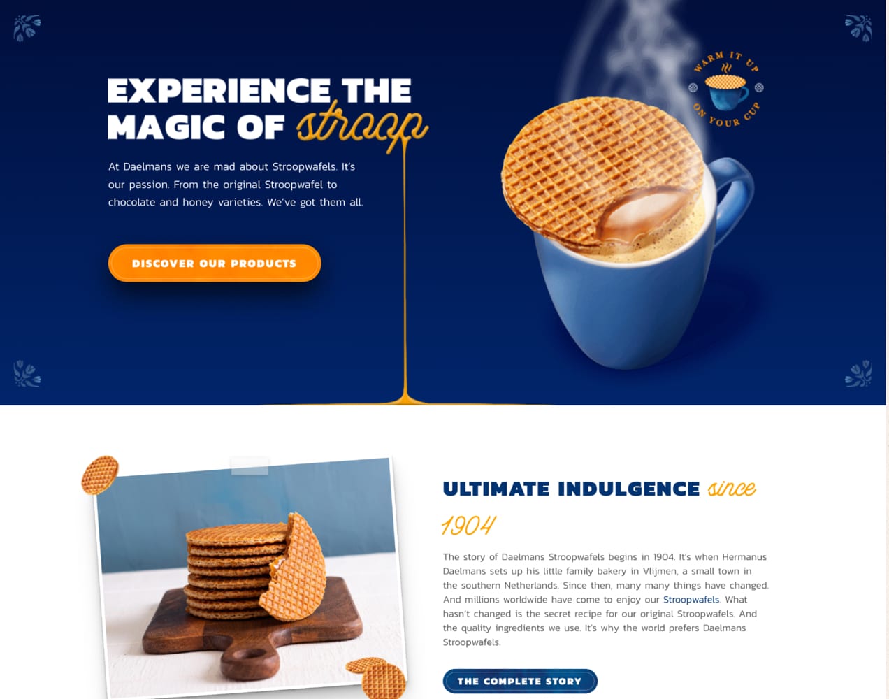 Stroopwaffels website with custom fonts