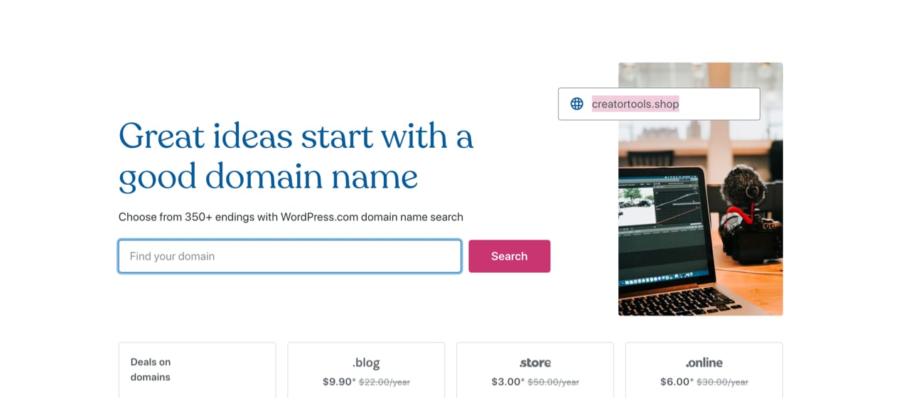 finding a domain name with WordPress.com