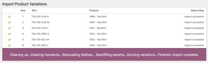 The view after importing the example child CSV