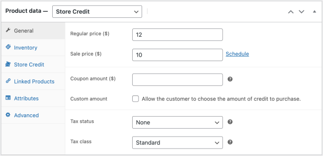 Pricing options of a Store Credit product