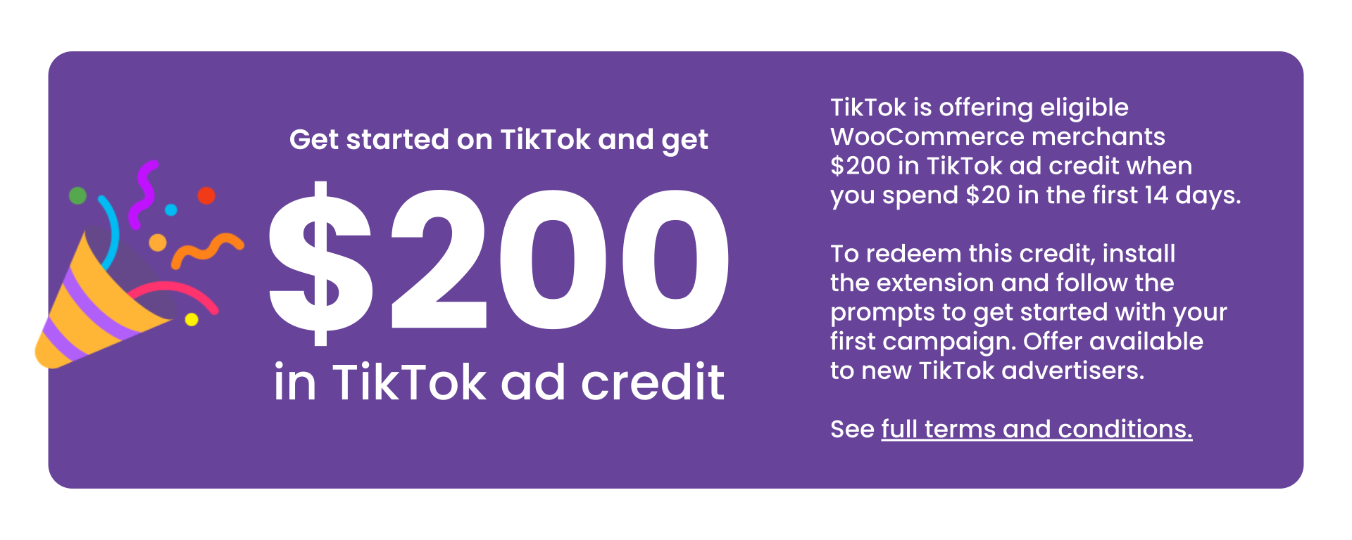 Get $200 in TikTok ad credit with WooCommerce
