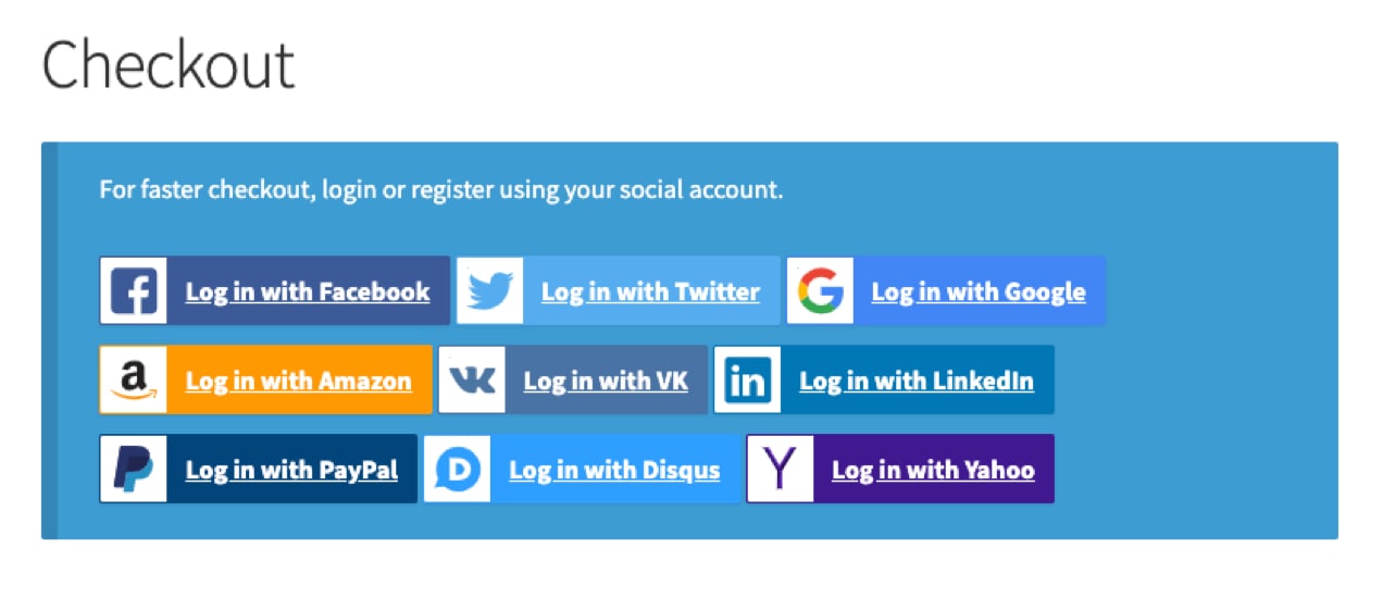 social login options at checkout