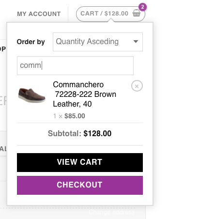 Search products inside the WooCommerce cart page to find items quickly