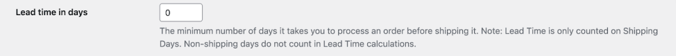 Order Delivery for WooCommerce setting lead time in days to 0