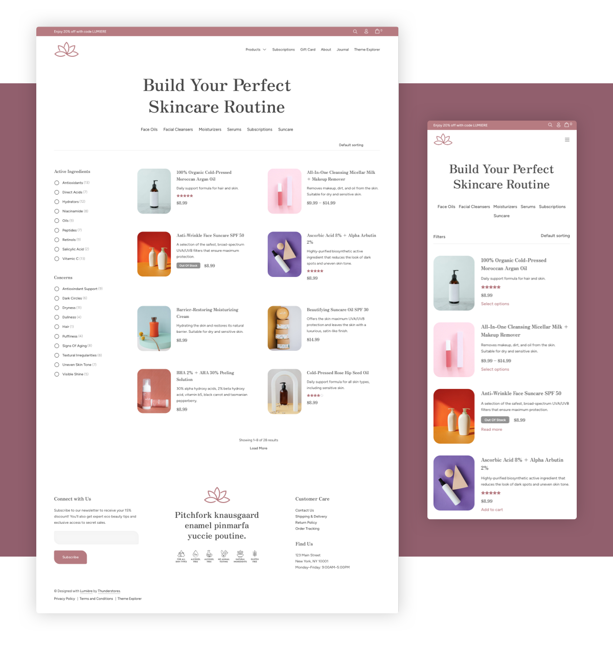 Lumiere skincare beauty theme - Stunning Informative Shop Layout