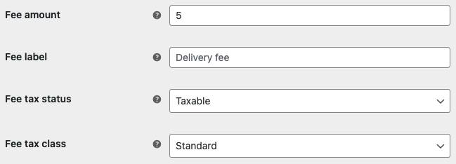Delivery fee settings